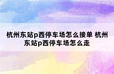 杭州东站p西停车场怎么接单 杭州东站p西停车场怎么走